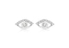 Sterling Silver Rhodium Plated Zirconia  Eye Stud Earrings