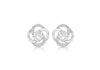 Sterling Silver Rhodium Plated Zirconia Knot Stud Earrings