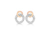 Sterling Silver 2-Tone Zirconia  Set Double-Ring Stud Earrings