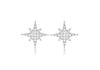Sterling Silver Rhodium Plated Zirconia  Set ompass Star Stud Earrings
