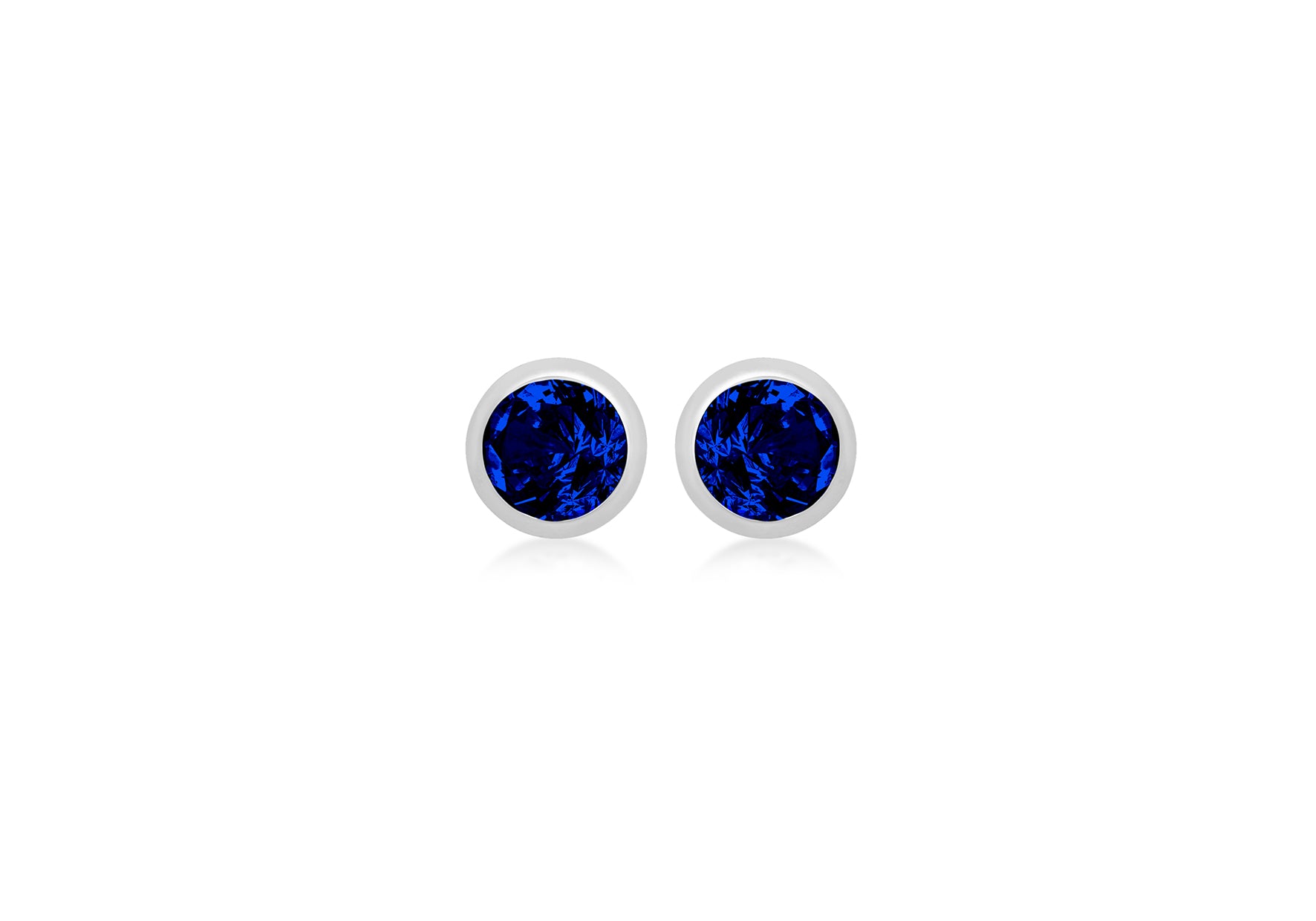Sterling Silver Blue 3mm Zirconia  September Birthstone Stud Earrings
