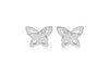 Sterling Silver Rhodium 0.02ct Diamond Satin Polished Double Butterfly Stud Earrings