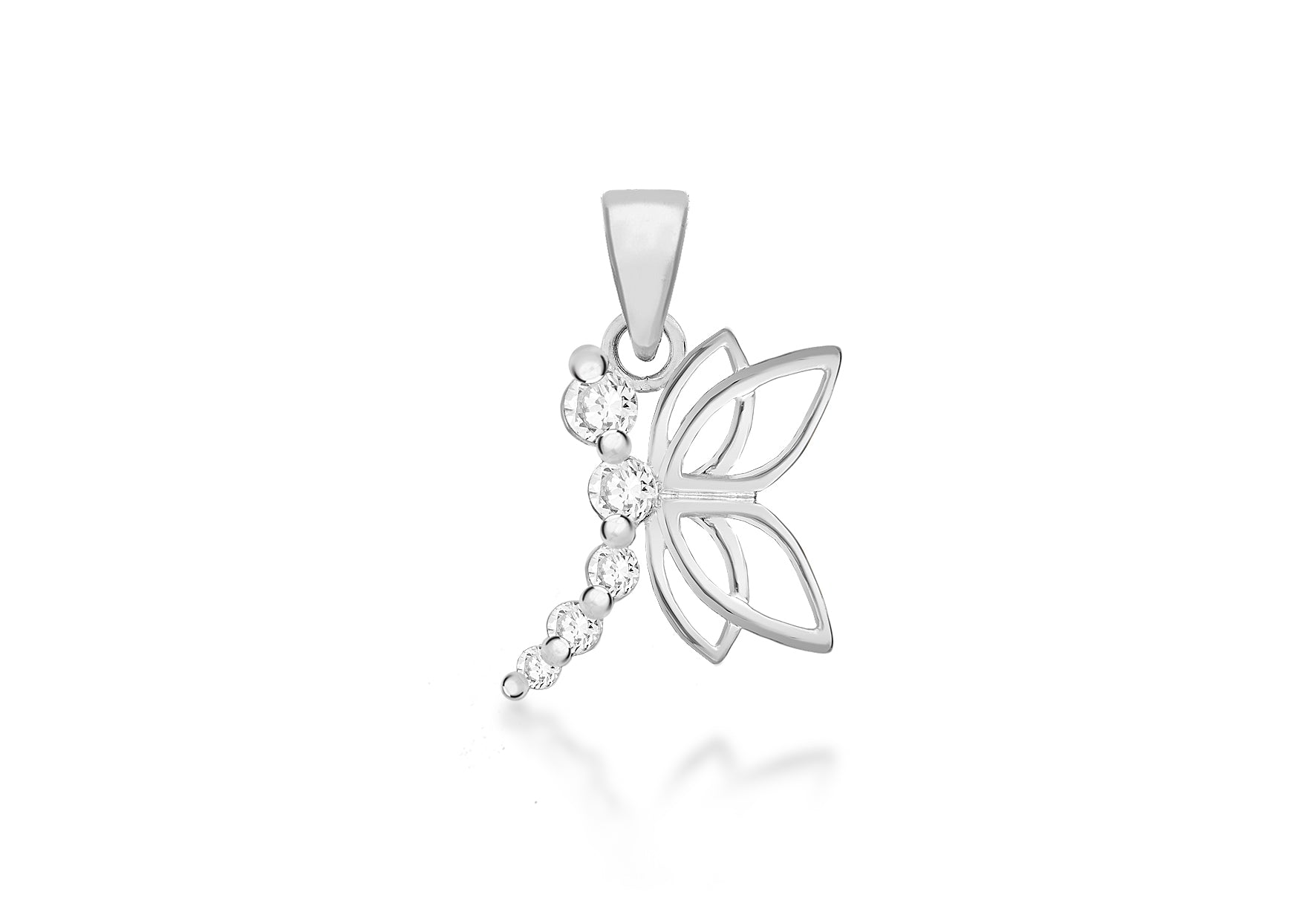 Sterling Silver Zirconia  Dragonfly Pendant