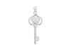 Sterling Silver Zirconia  Filigree Key Pendant