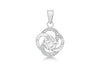 Sterling Silver Rhodium Plated Zirconia  13.4mm x 22.2mm Knot Pendant