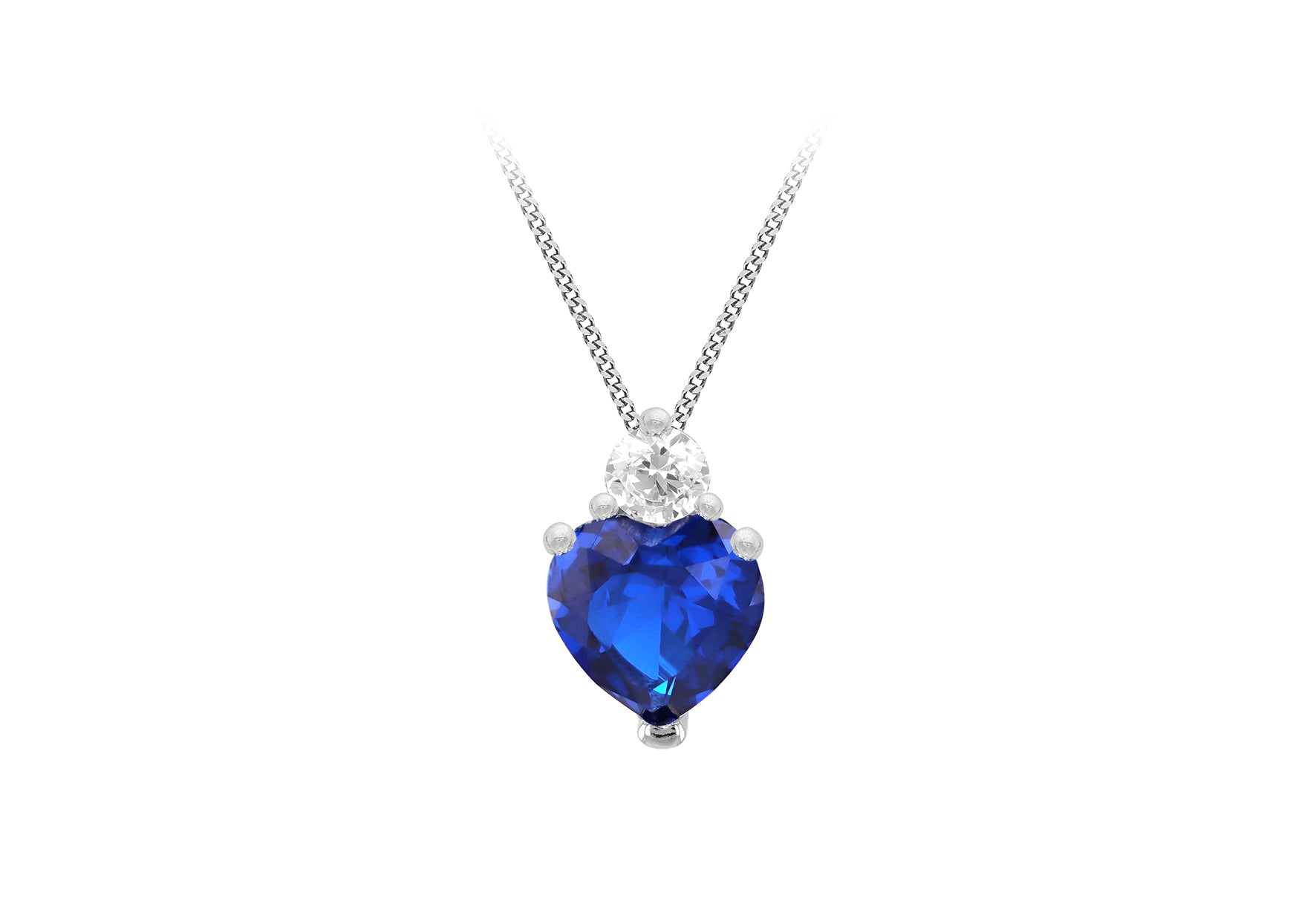 Sterling Silver Blue Spinal and White Zirconia Pendant