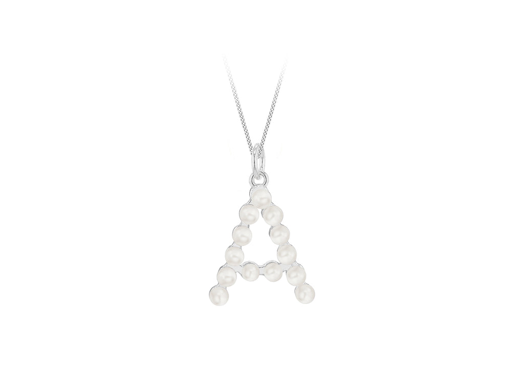 Sterling Silver Freshwater Pearls Initials Pendant