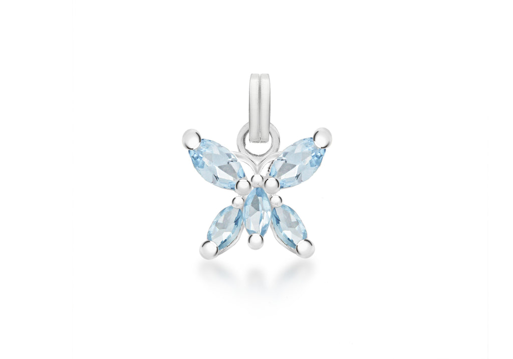 Sterling Silver Blue Zirconia Butterfly Pendant