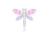 Sterling Silver Pink Purple and White Zirconia  20mm x 15mm Dragonfly Pendant