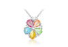 Sterling Silver Multi Colour Opening Flower Pendant on Chain 41m/16"9