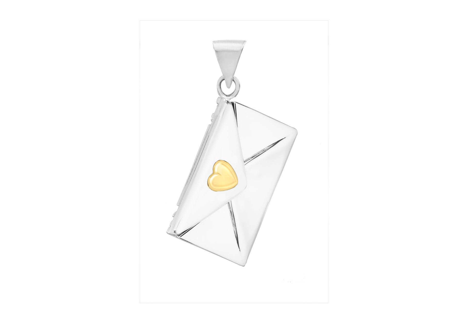 Sterling Silver 2-Tone 14mm x 30mm Envelope Pendant