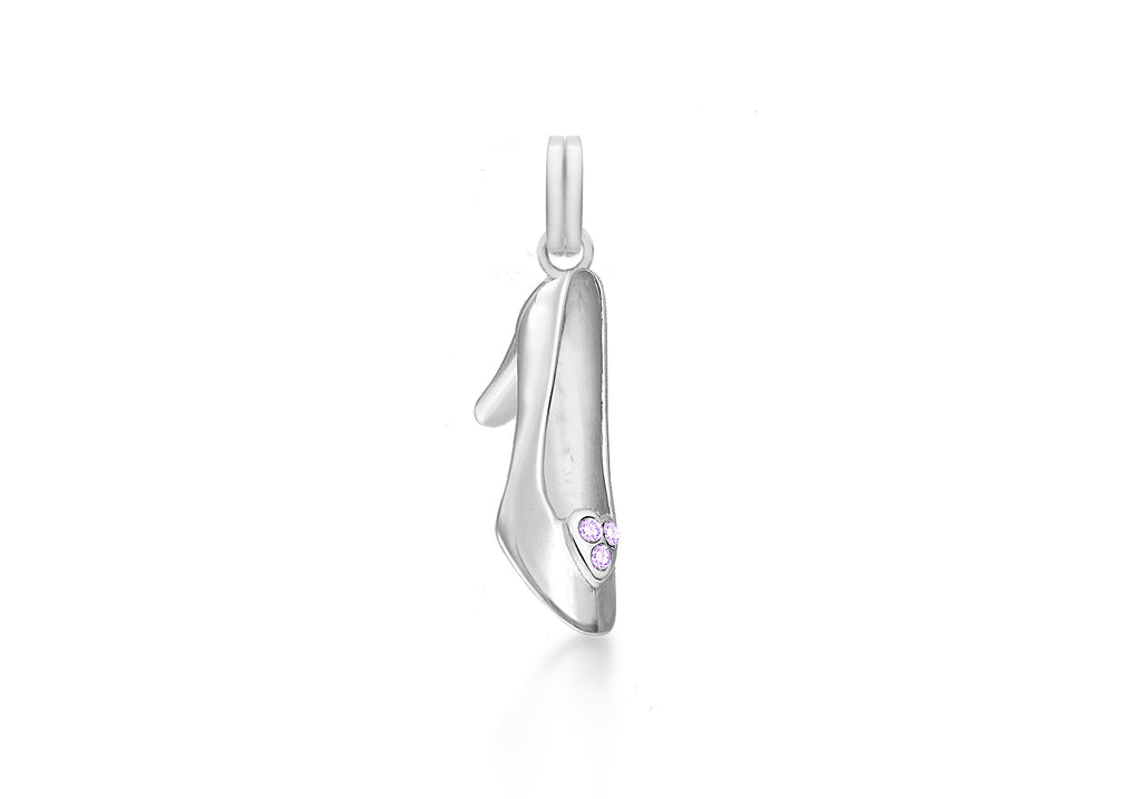 Sterling Silver Pink Zirconia  Shoe Pendant