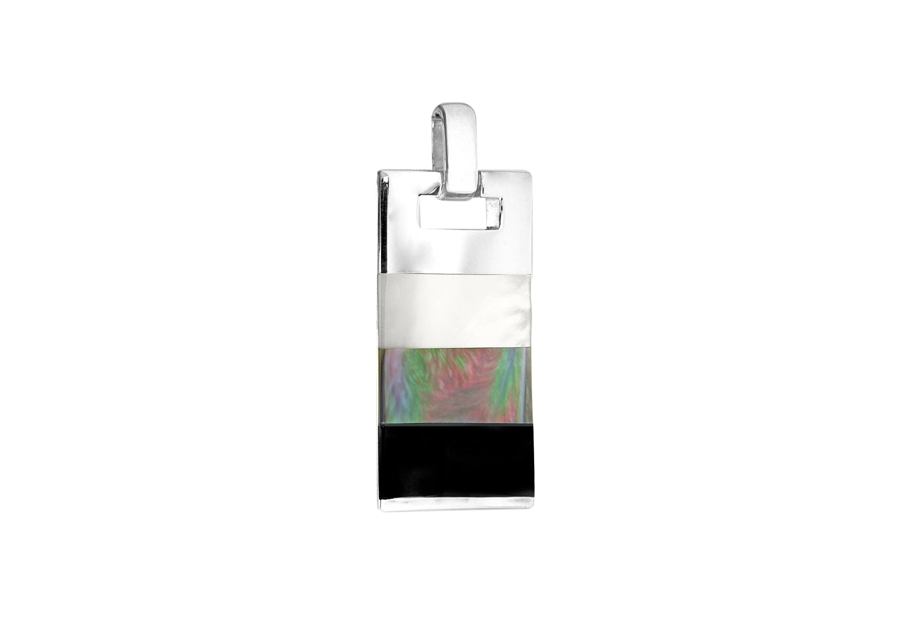 Sterling Silver White and Grey Mother of Pearl and Onyx Pendant