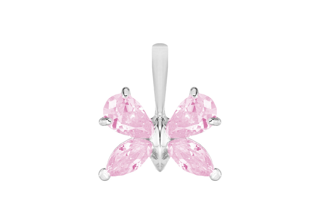 Sterling Silver Pink Zirconia Butterfly Pendant