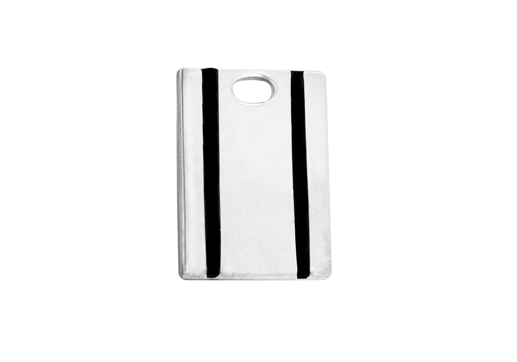 Sterling Silver Double Black Stripe Tag Pendant