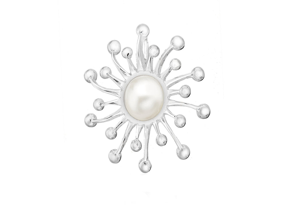 Sterling Silver White Mother of Pearl Sunray Slider Pendant