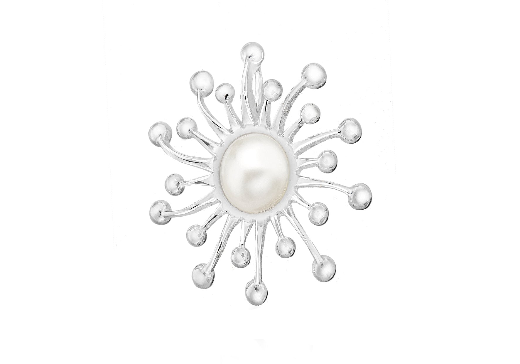 Sterling Silver White Mother of Pearl Sunray Slider Pendant