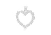 Sterling Silver Oval Zirconia  Large Open-Heart Pendant