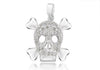 Sterling Silver Zirconia  Skull and Crossbones Pendant