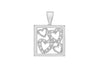Sterling Silver Zirconia  17mm x 24.7mm Framed Hearts Pendant