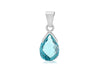 Sterling Silver Blue Zirconia Facet Teardrop Pendant 