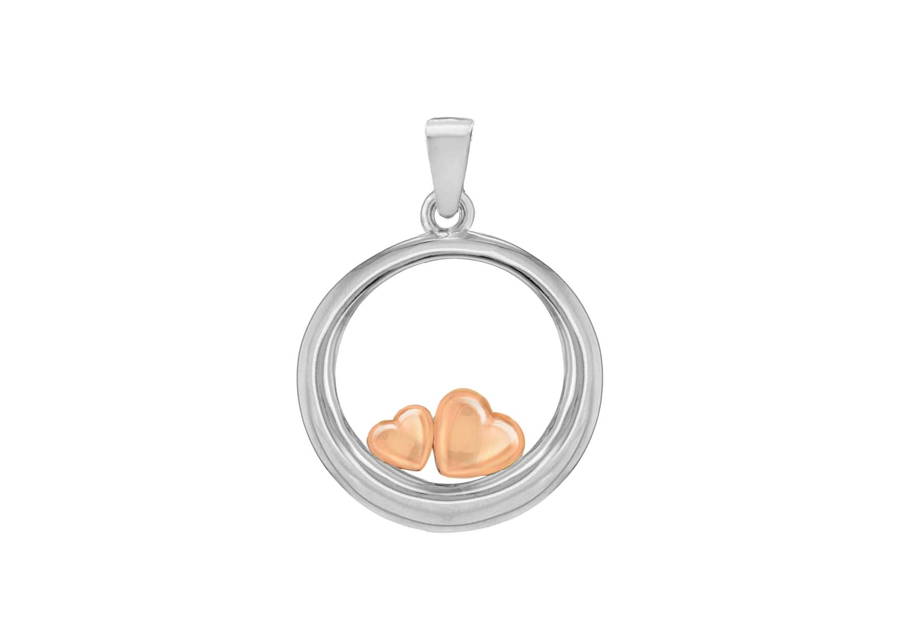 Sterling Silver Two-Tone Circle Heart Pendant