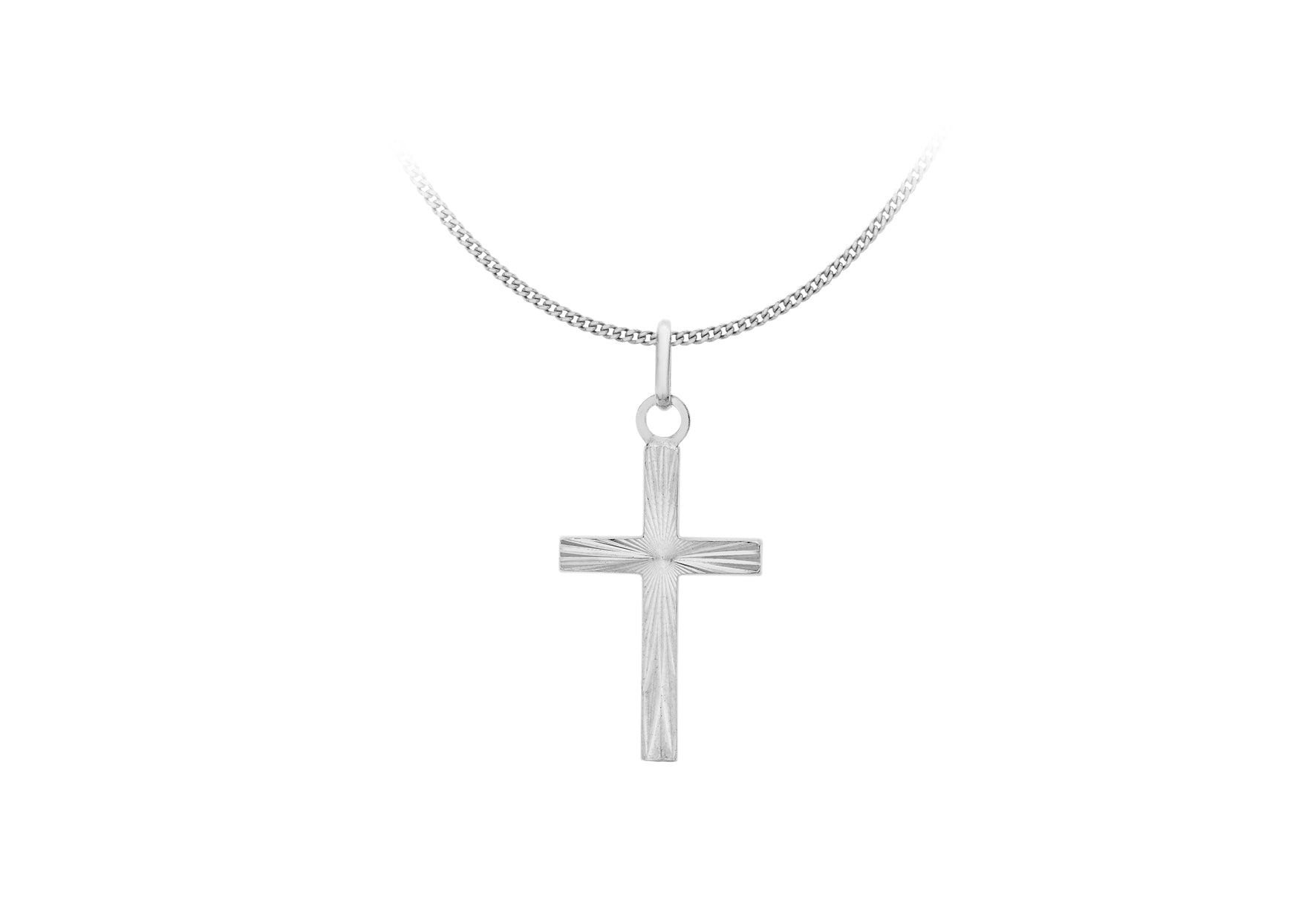 Sterling Silver 16mm x 33mm Diamond Cut Cross Pendant