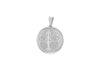 Sterling Silver Rhodium Plated 16mm x 21.5mm Polished and Satin Tree Round Locket