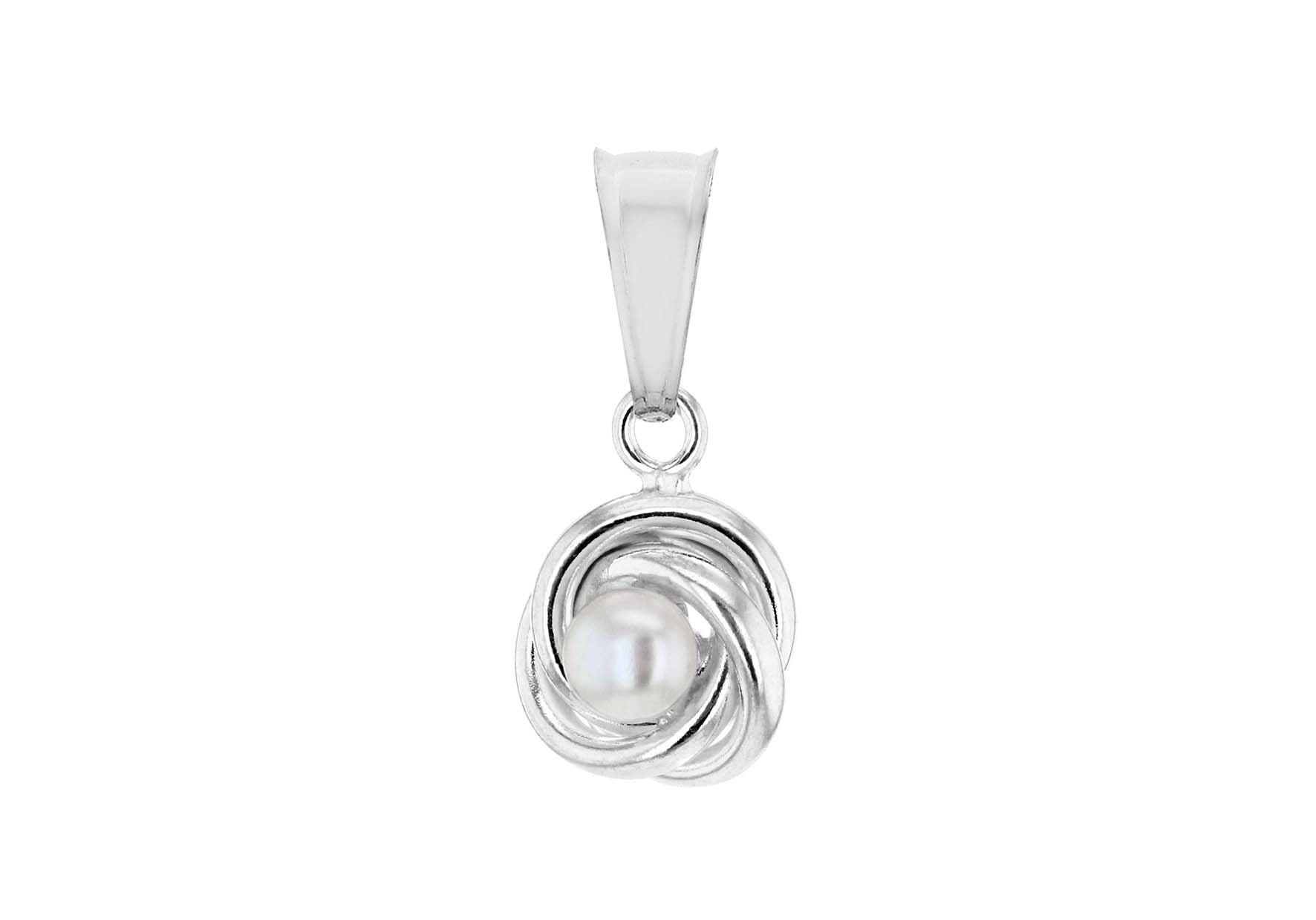Sterling Silver Fresh Water Pearl 9mm Knot Pendant
