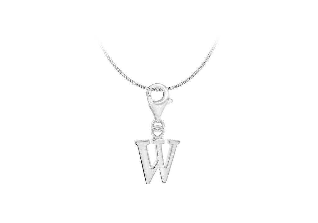 Sterling Silver Plain 'W' Lobster-lasp Initial Charm9