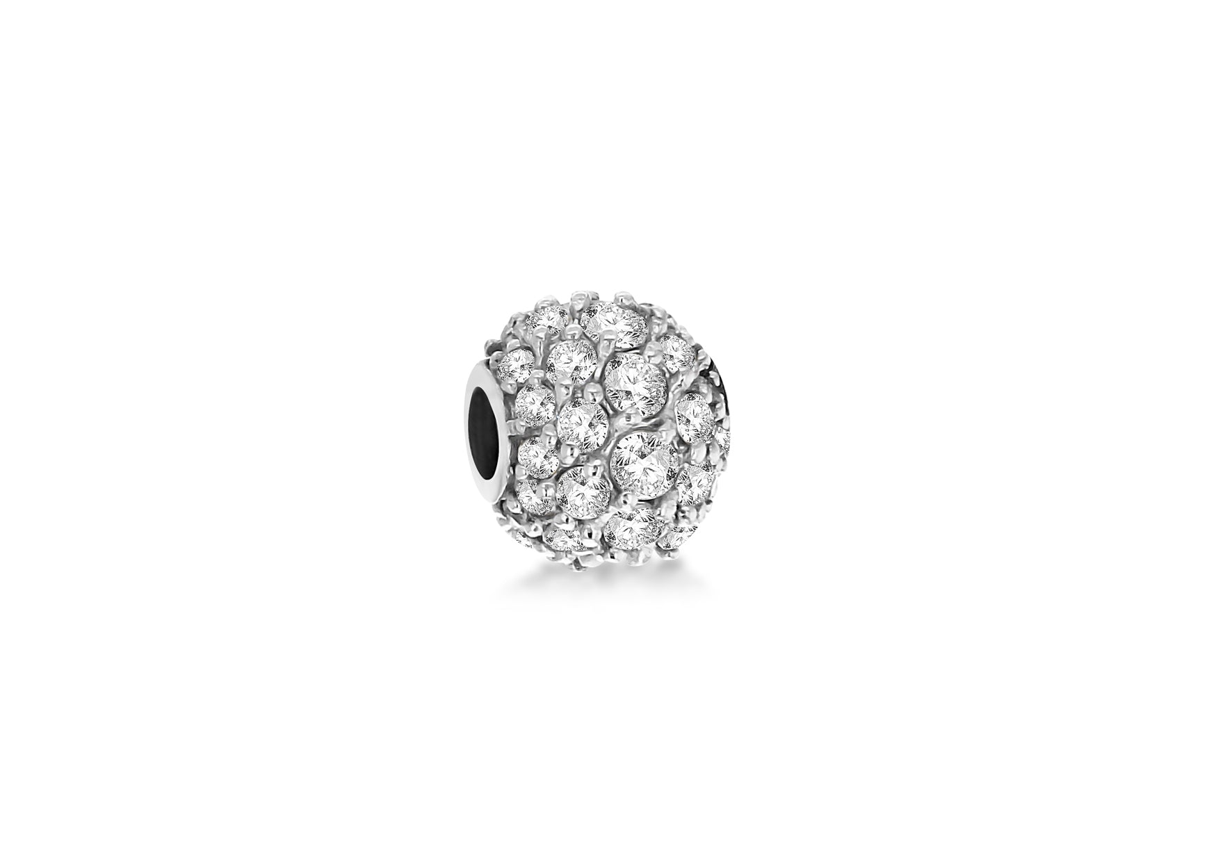 Sterling Silver White Zirconia Ball Slider Pendant
