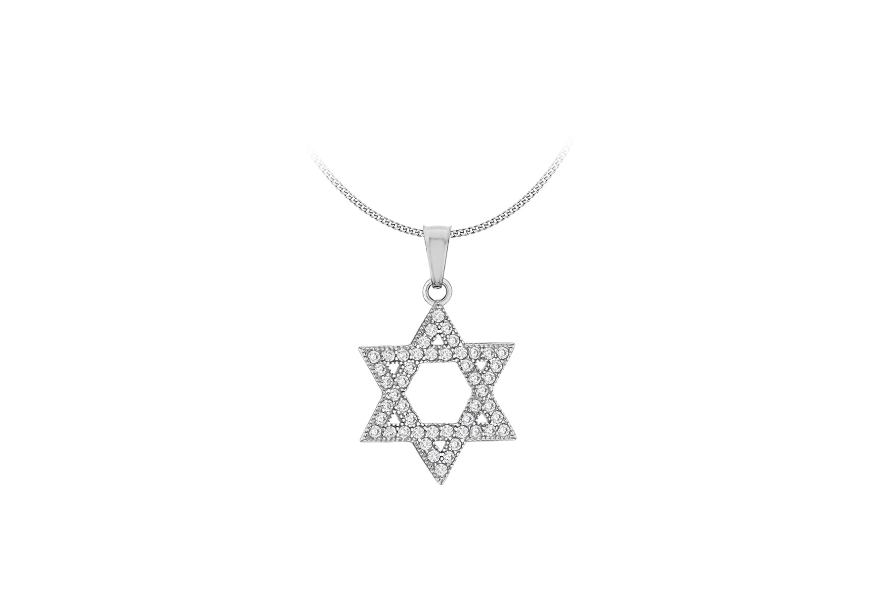 Sterling Silver Rhodium Zirconia Star of David Pendant