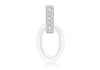 Sterling Silver Rhodium Plated Oval White Ceramic Zirconia  Set Pendant