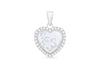 Sterling Silver Rhodium Plated Floating Zirconia  Stones Heart Pendant
