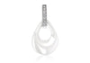 Sterling Silver Rhodium Plated White Ceramic Zirconia  Set Teardrop Pendant