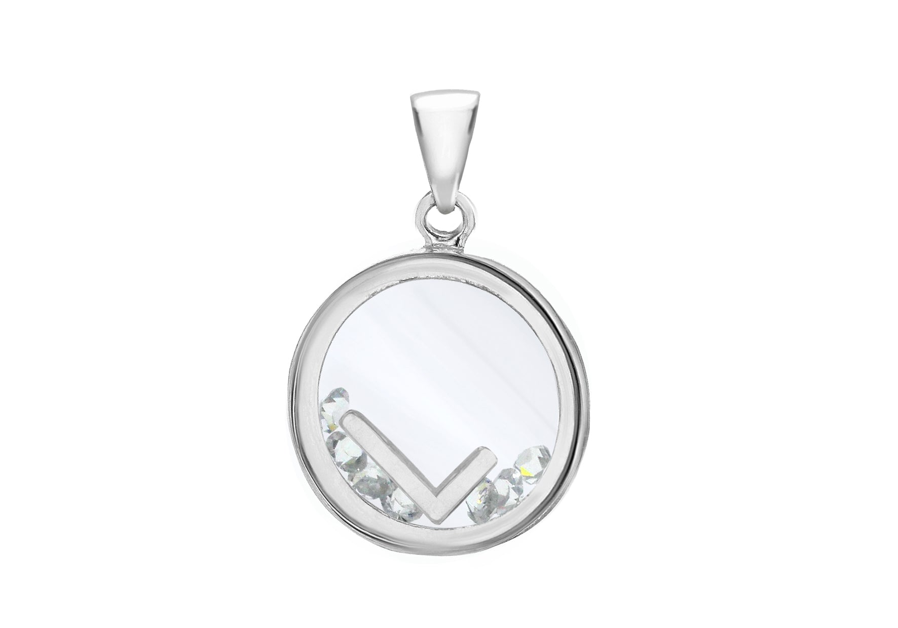 Sterling Silver Zirconia 'L' Initial Floating Case Pendant
