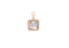 Sterling Silver Rose Gold Plated Zirconia  Square Pendant