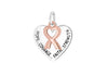 Sterling Silver Oxidised  Rose Gold Plated 'Hope/ourage/Faith/Strength' Heart Pendant