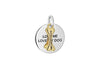Sterling Silver Yellow Gold Plated Oxidised  17mm x 21mm 'Love Me Love My Dog' Disc 'Wonderdog' Bone Pendant