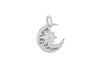 Sterling Silver Oxidised  Zirconia  16mm x 20mm Star and Moon Pendant