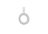 Sterling Silver Rhodium Plated Zirconia  Claw and Rubover 15.7mm x 23.4mm Circle Pendant