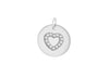 Sterling Silver Rhodium Plated Zirconia  15mm x 18mm Heart Disc Pendant