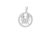 Sterling Silver Rhodium Plated Zirconia  19.3mm x 26.5mm Gemini Horoscop Round Pendant