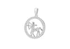 Sterling Silver Rhodium Plated Zirconia Sagittarius Horoscope Round Pendant