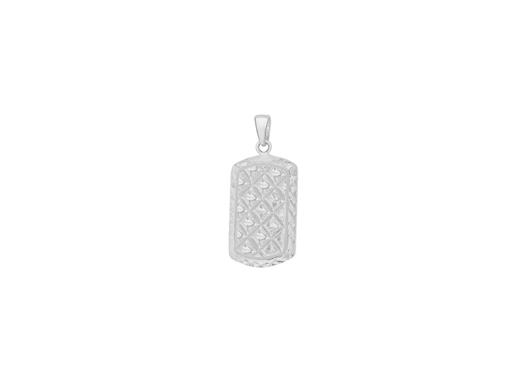 Sterling Silver 12.8mm x 28mm Diamond Cut Dog Tag Pendant
