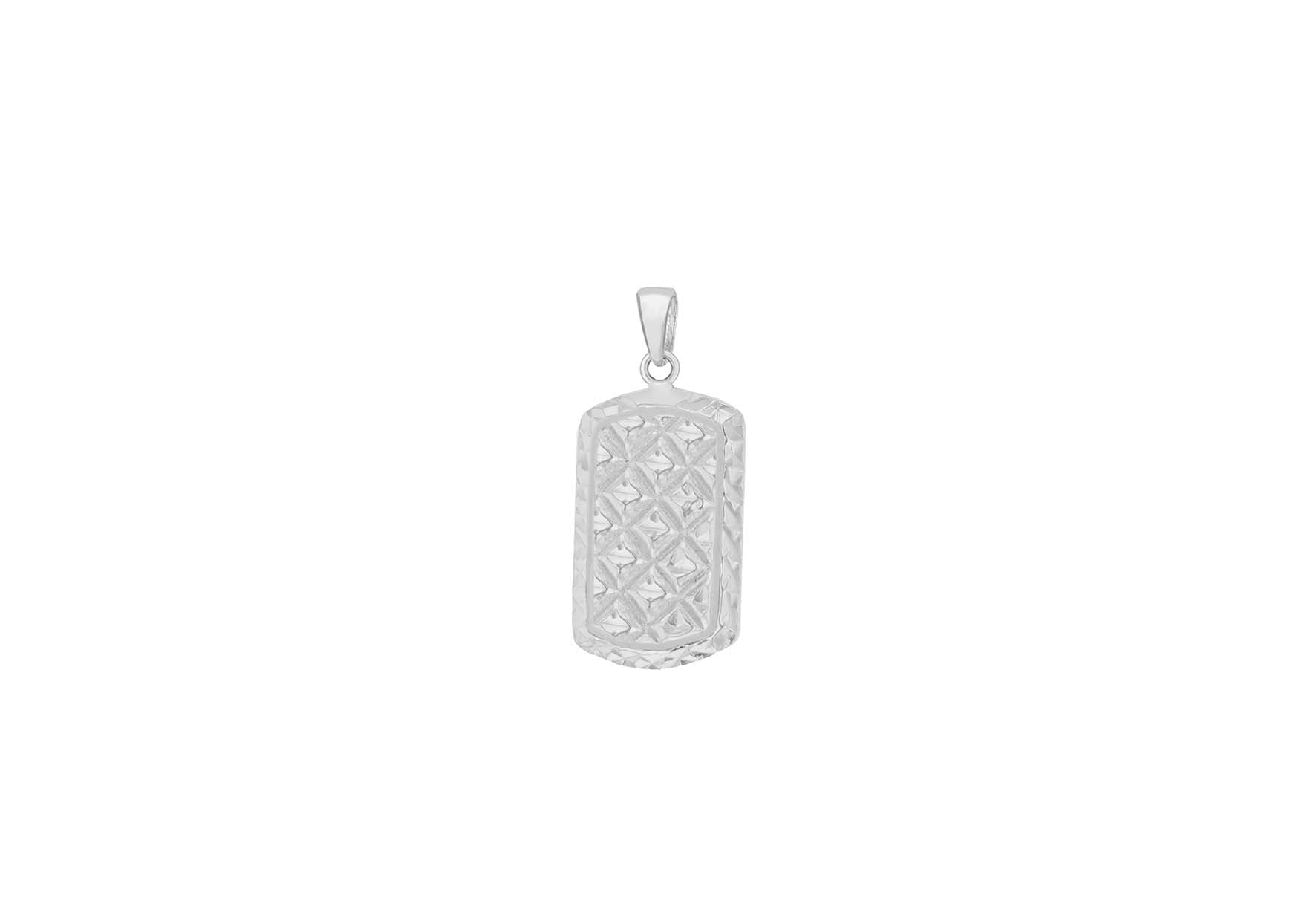 Sterling Silver 12.8mm x 28mm Diamond Cut Dog Tag Pendant