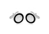 Sterling Silver Round Onyx & Moonstone Cufflinks