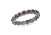 Sterling Silver Black Rhodium Plated Round Amethyst Crystal 4mm Band Stacking Ring