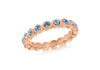 Sterling Silver Rose Gold Plated Round Blue Crystal Band Stacking Ring