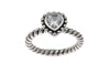 Sterling Silver Rhodium Plated White Zirconia  Heart Stacking Ring
